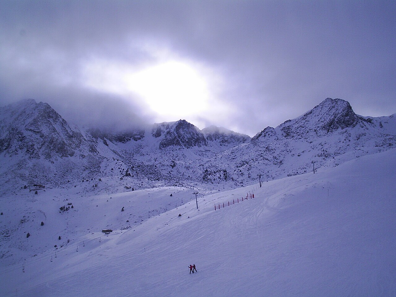 Pistas de esquí nevadas de Grandvalira en el sector de Pas de la Casa, Andorra